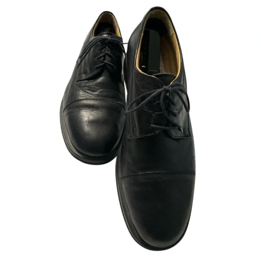 Traditional Black Leather Oxford Mens 10  Classic Formal Cap Toe Closed Lacing